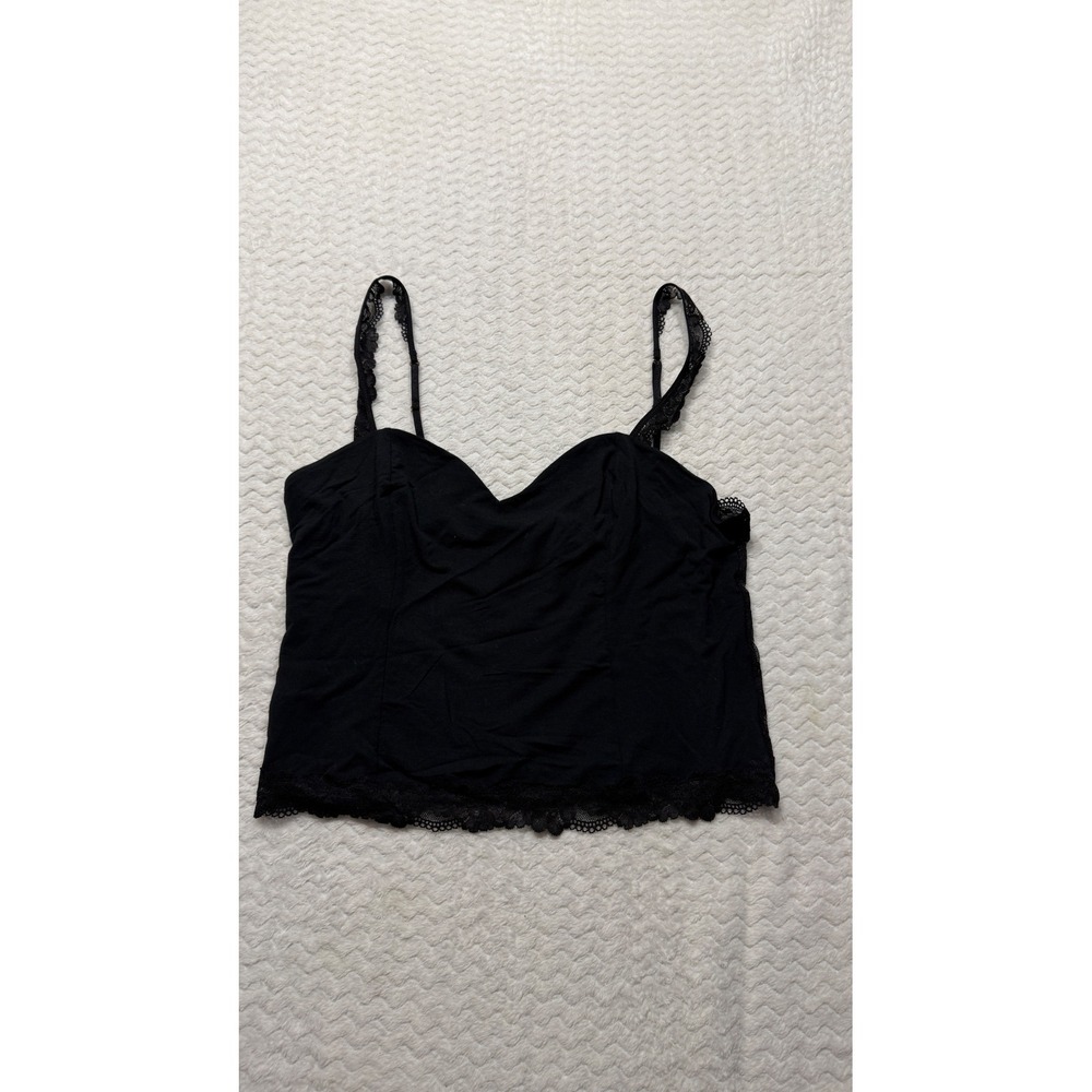 Victoria's Secret Black Lace Back Sweetheart Camisole Top Large 4762